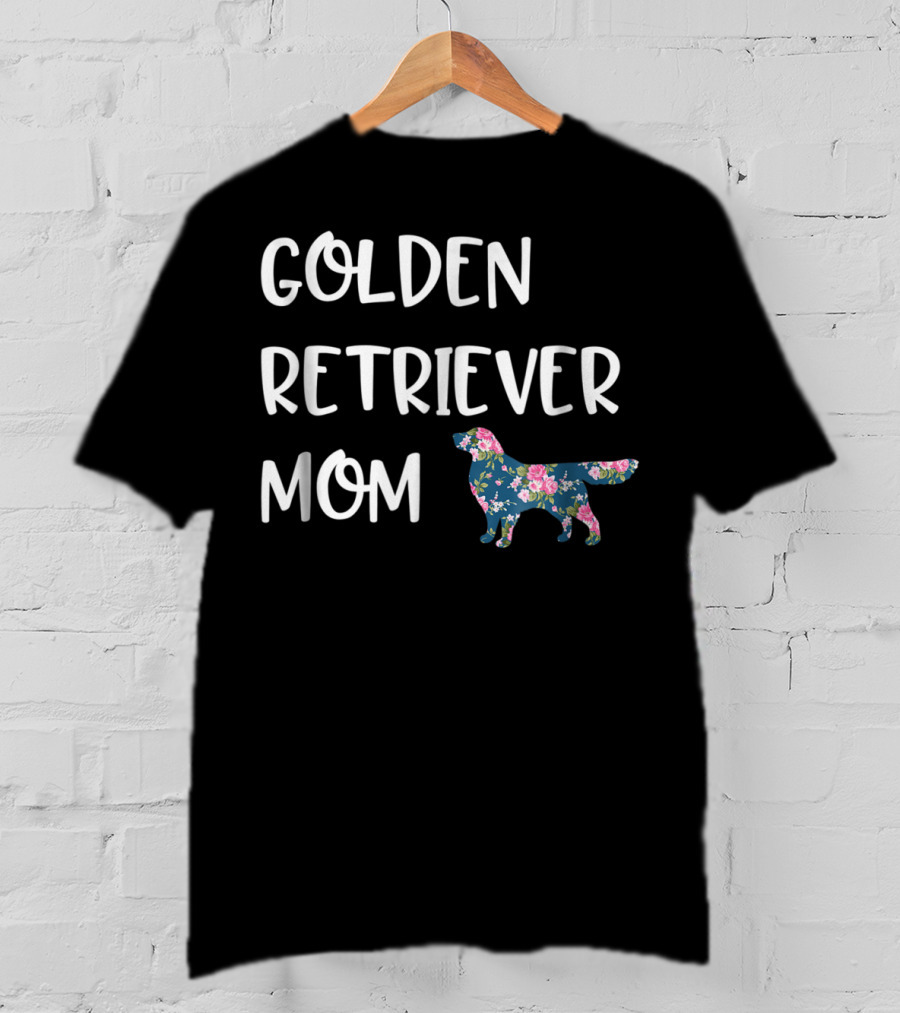 Golden Retriever Mom Floral Dog T-Shirt