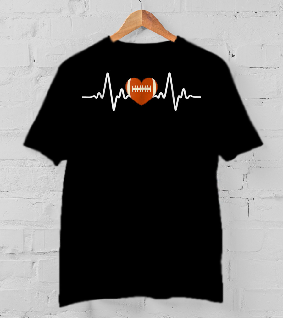 Heartbeat Heart Football Kids Football Love T-Shirt