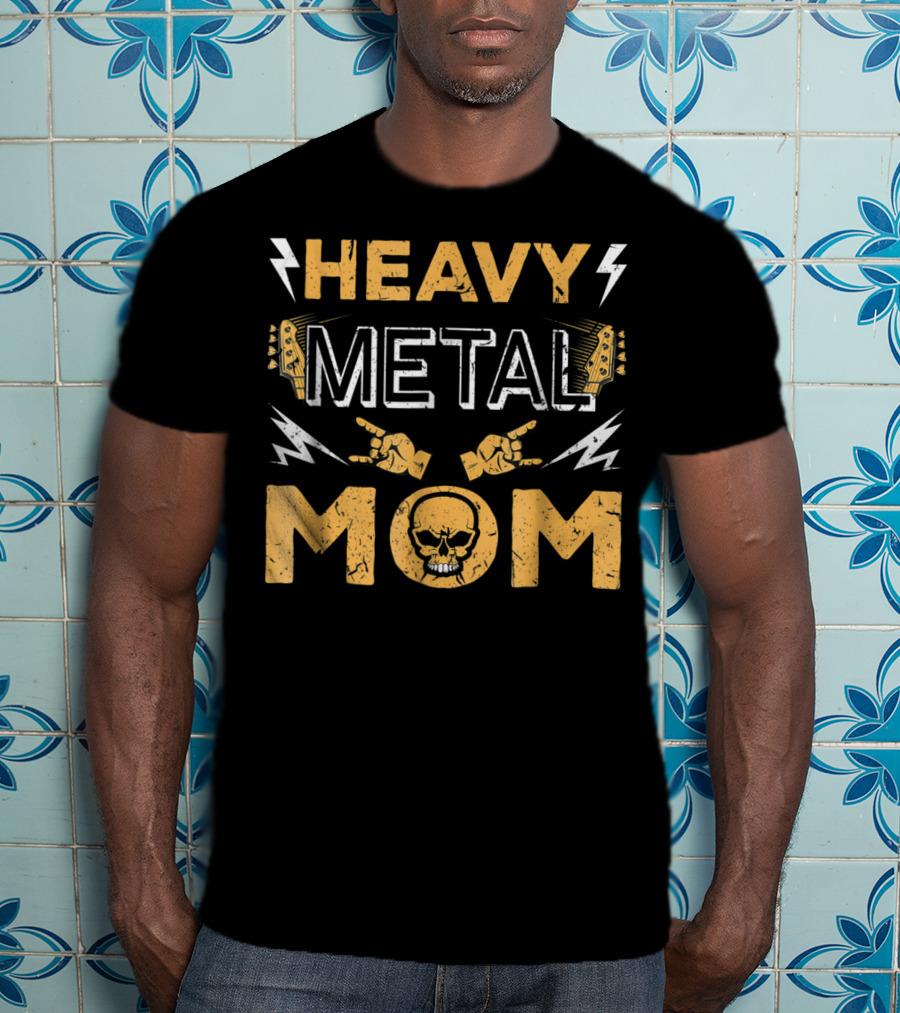 Heavy Metal Mom Vintage Band Skull Music Mother T-Shirt