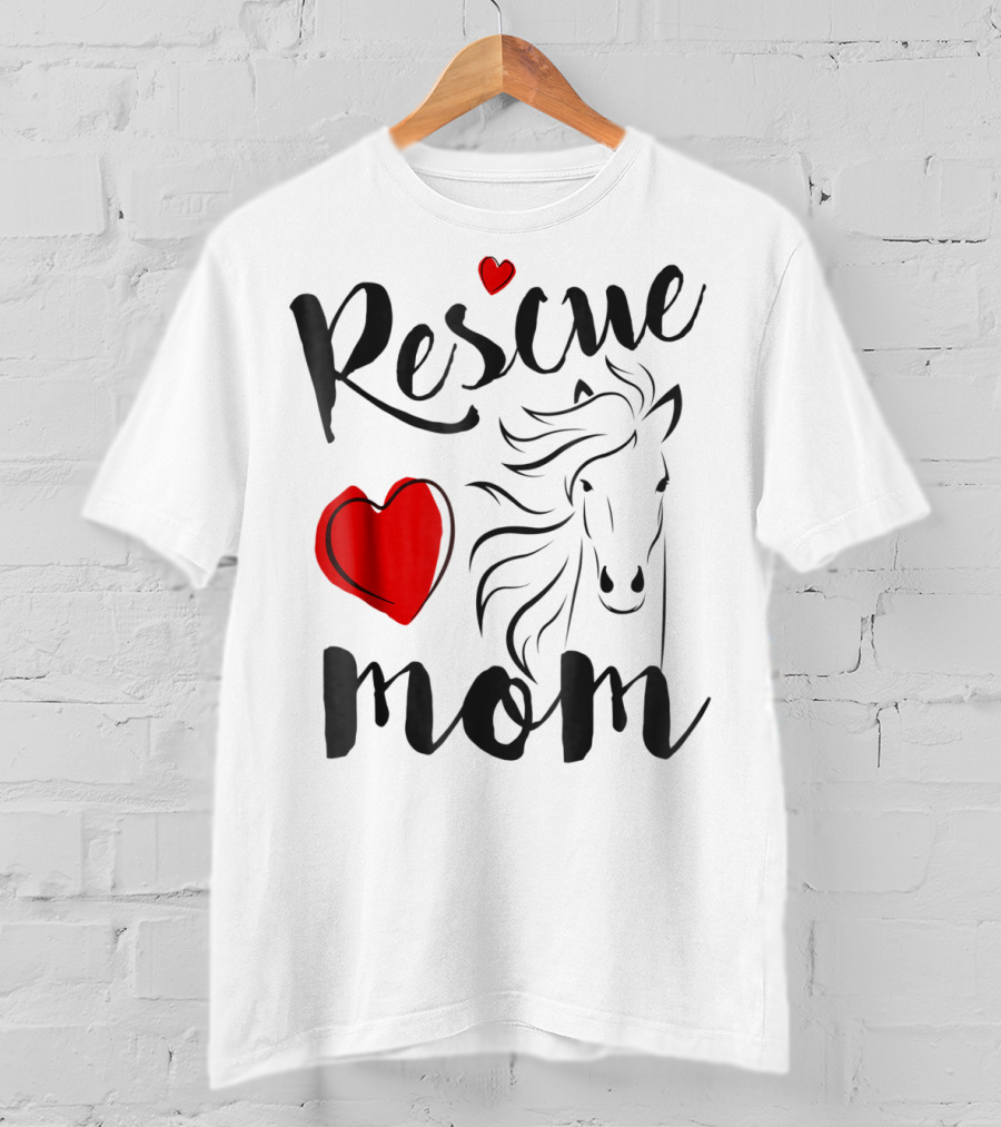 Rescue Mom Heart Horse T-Shirt