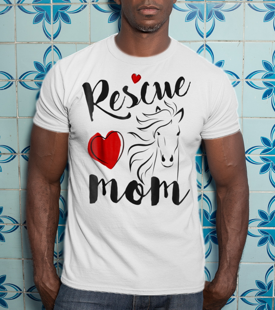 Rescue Mom Heart Horse T-Shirt