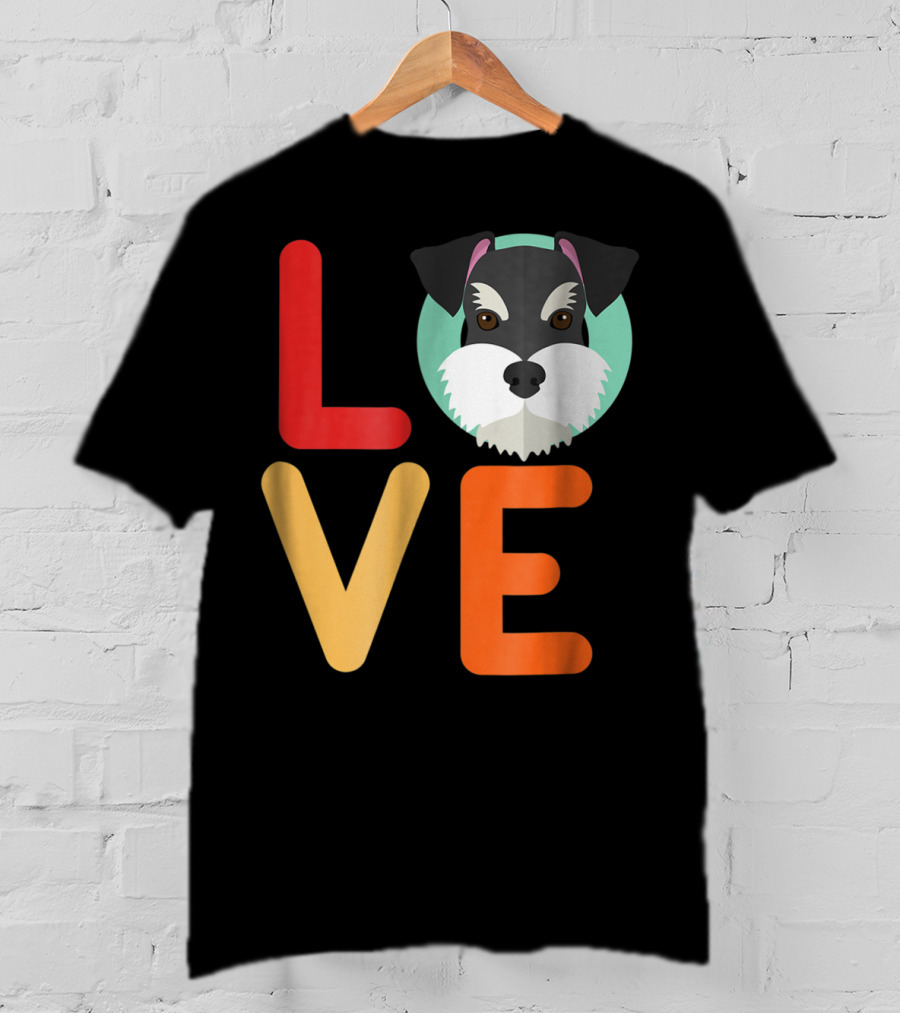 Love Miniature Schnauzer Dog And Puppy For Dog T-Shirt