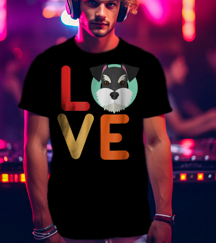 Love Miniature Schnauzer Dog And Puppy For Dog T-Shirt