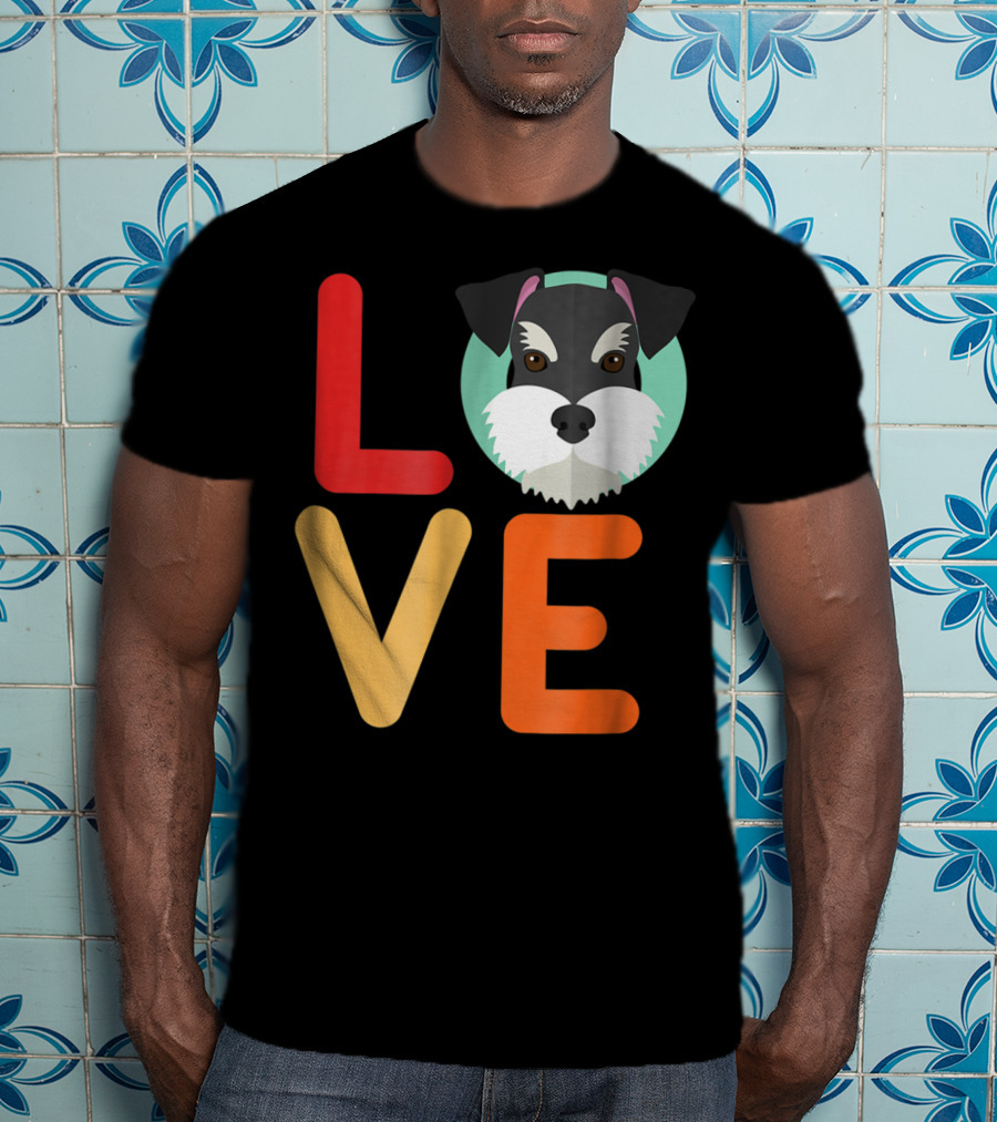 Love Miniature Schnauzer Dog And Puppy For Dog T-Shirt