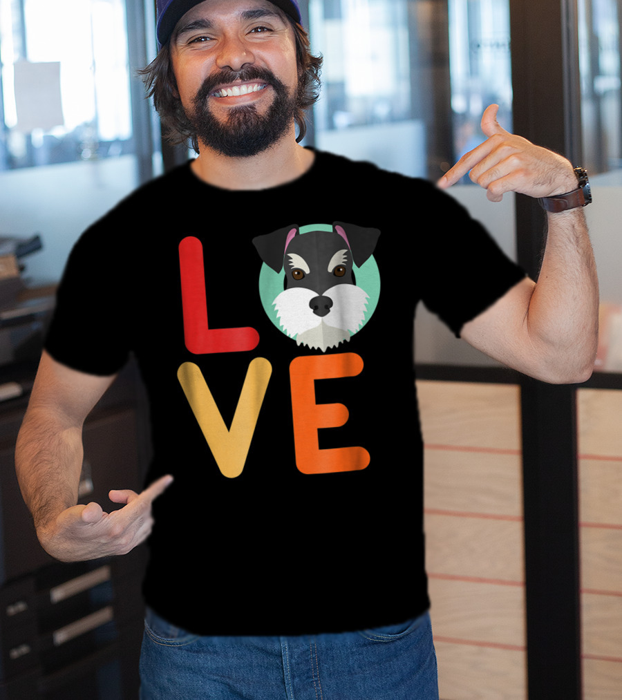 Love Miniature Schnauzer Dog And Puppy For Dog T-Shirt