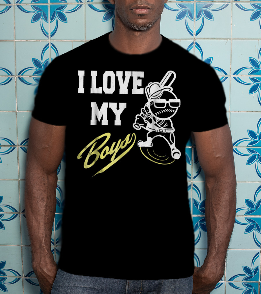 I Love My Boys Baseball Mom And Dad Cool Player T-Shirt