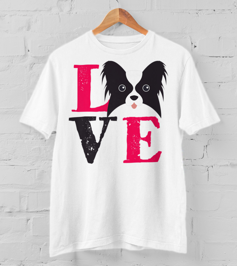 I Love Papillion Puppy Mom And Dad Love Papillon Dog T-Shirt