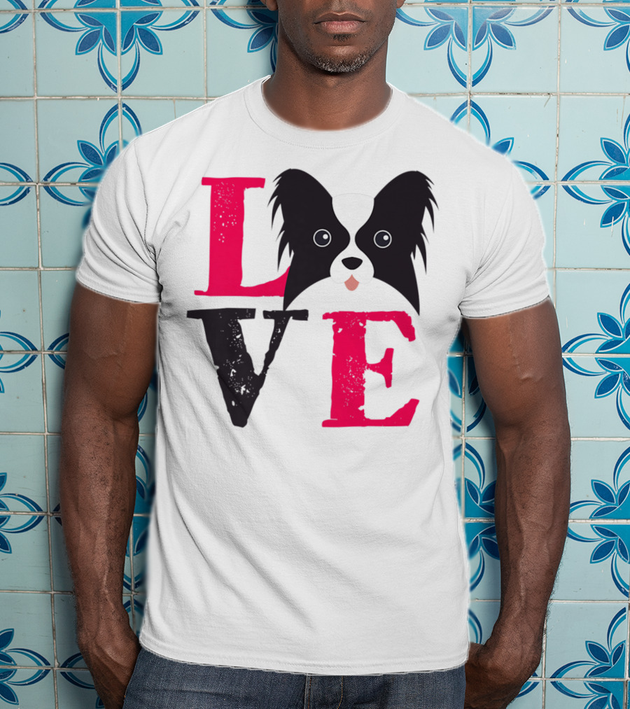 I Love Papillion Puppy Mom And Dad Love Papillon Dog T-Shirt