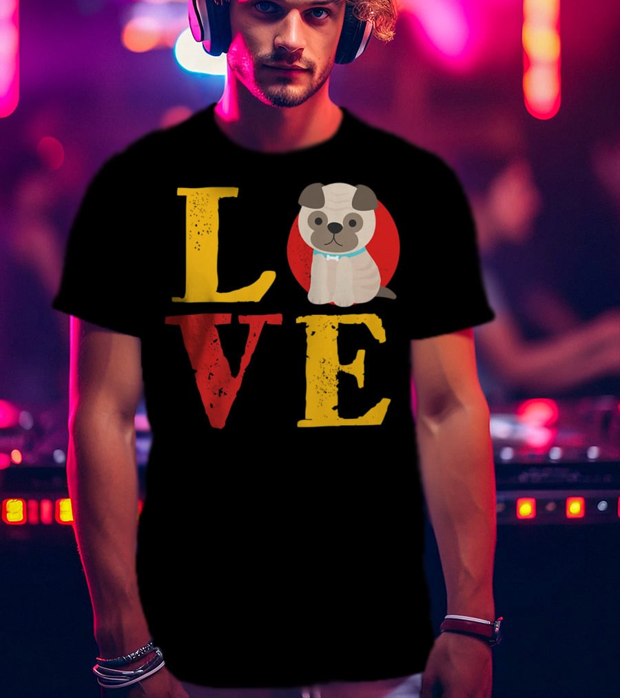 Love Pug Dog Animal Lover Puppies Mom And Dad19 T-Shirt