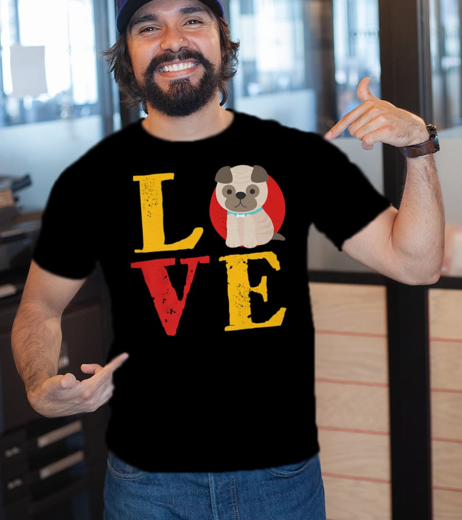Love Pug Dog Animal Lover Puppies Mom And Dad19 T-Shirt