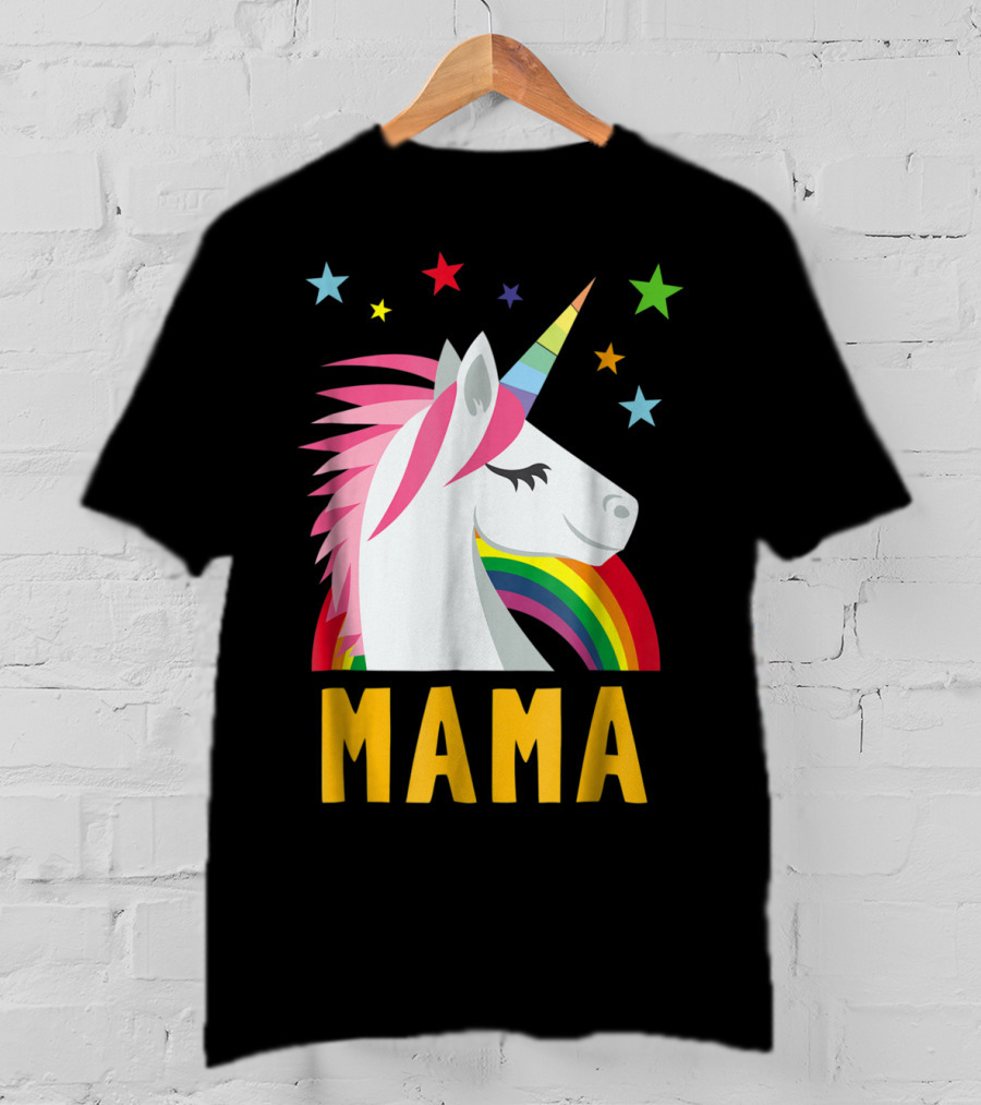 Mama Unicorn Rainbow Star Lovers T-Shirt