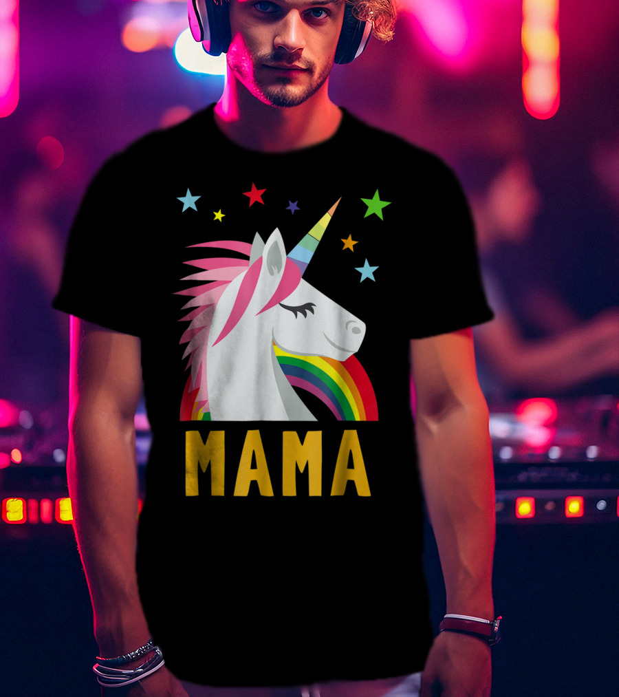 Mama Unicorn Rainbow Star Lovers T-Shirt