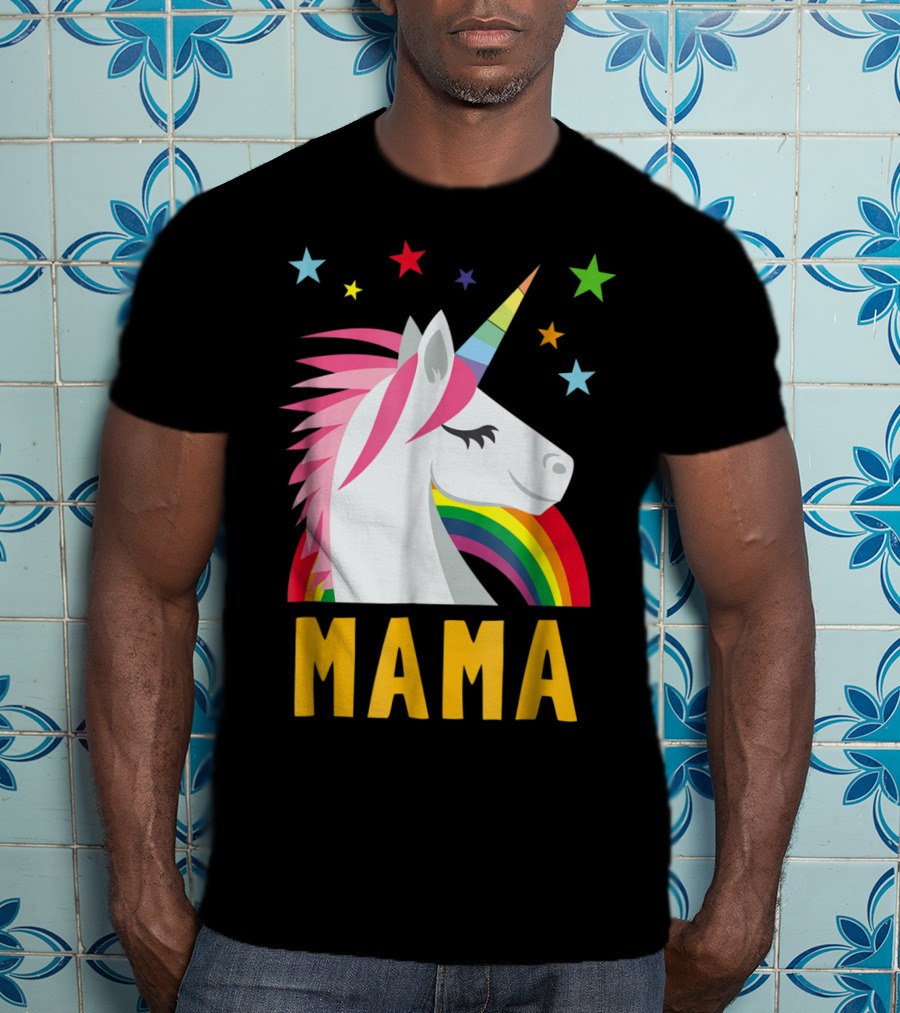 Mama Unicorn Rainbow Star Lovers T-Shirt