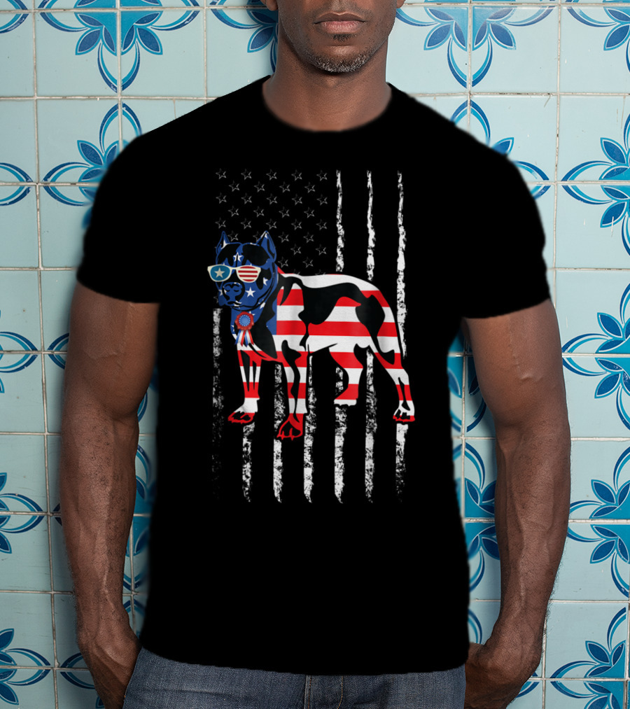 USA Flag Pitbull Dog Patriotic Design For Pitbull Owners78 T-Shirt