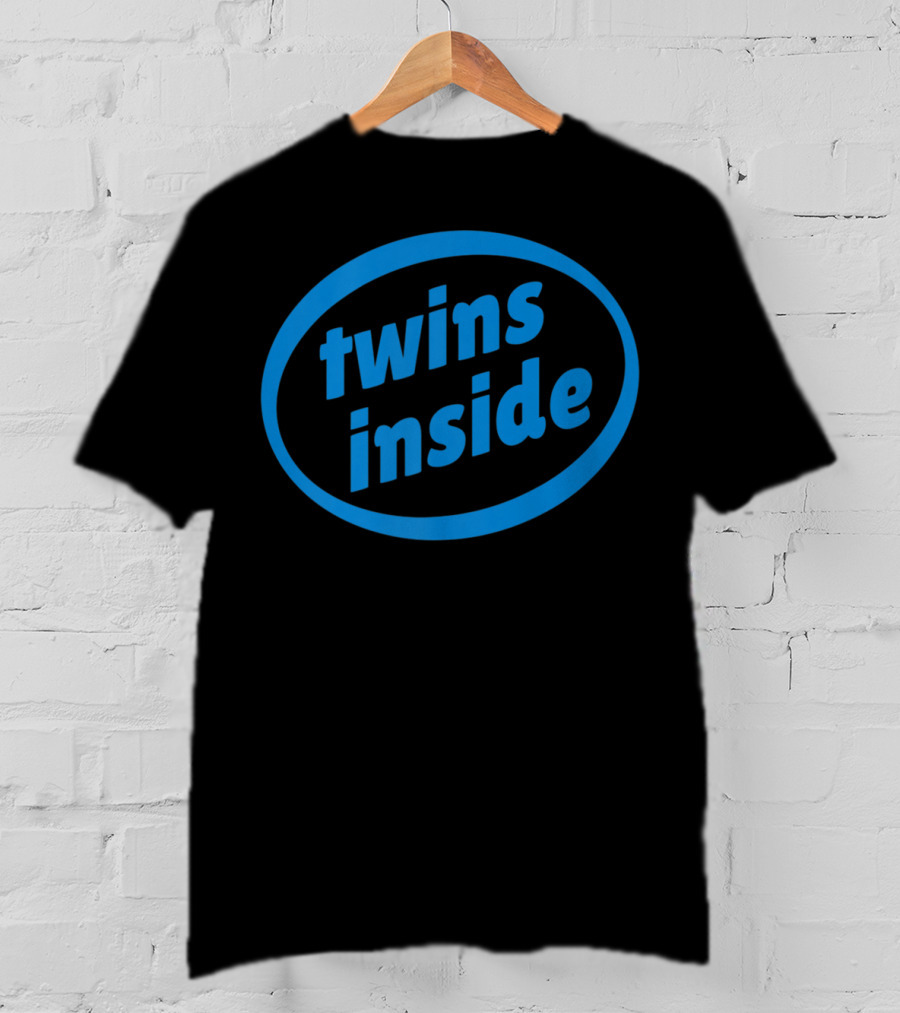 Twins Inside Logo Parody Expecting Pregnancy Announcement T-Shirt