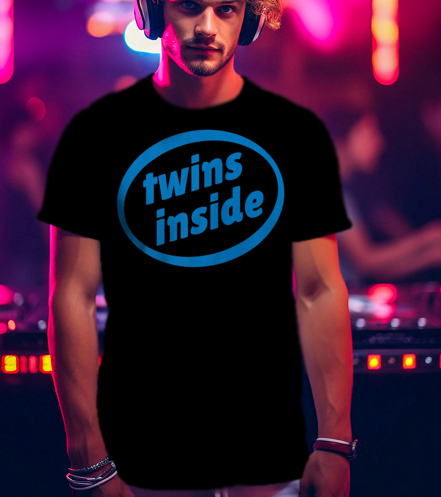 Twins Inside Logo Parody Expecting Pregnancy Announcement T-Shirt