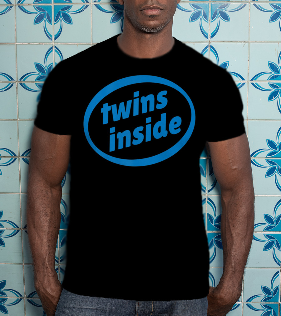 Twins Inside Logo Parody Expecting Pregnancy Announcement T-Shirt