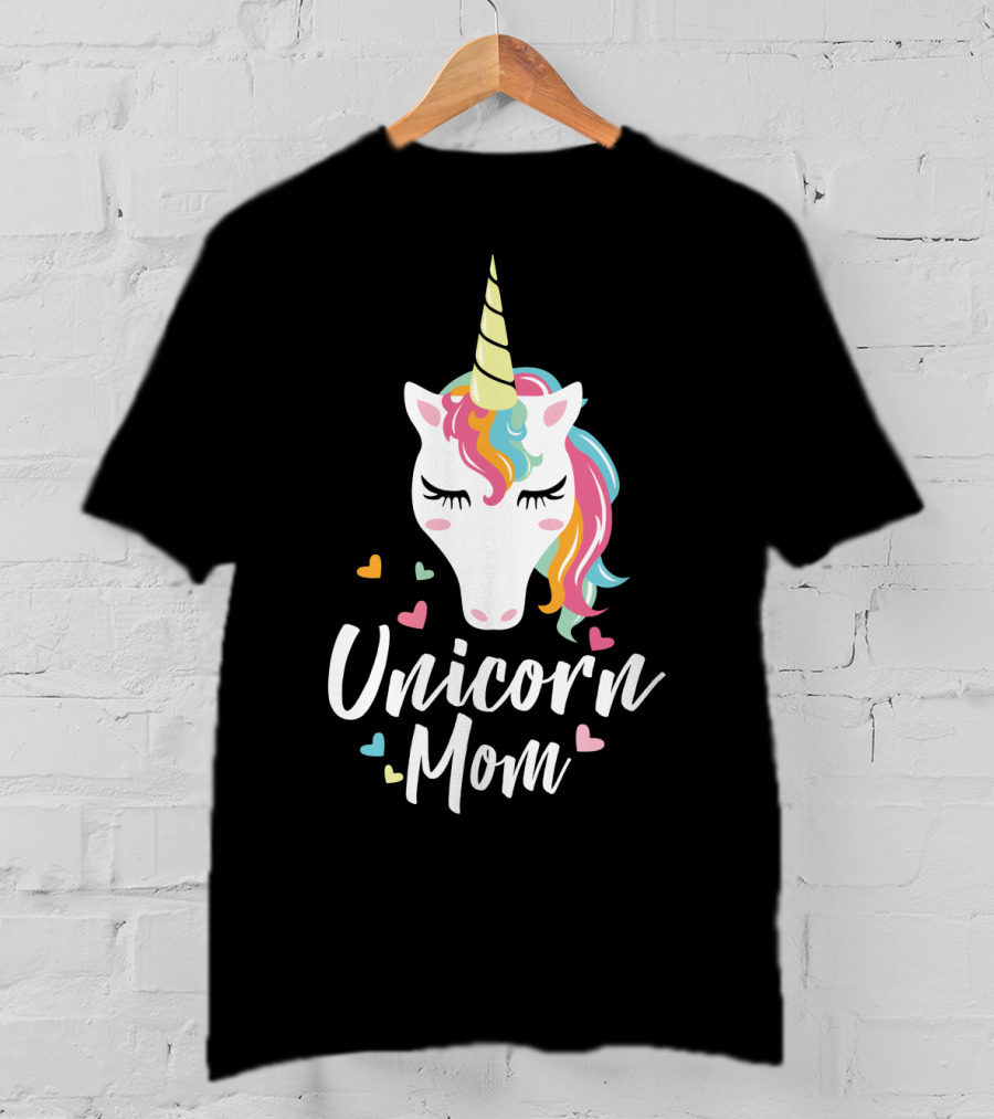 Unicorn Mom Cute Funny Unicorn Colorful Heart T-Shirt