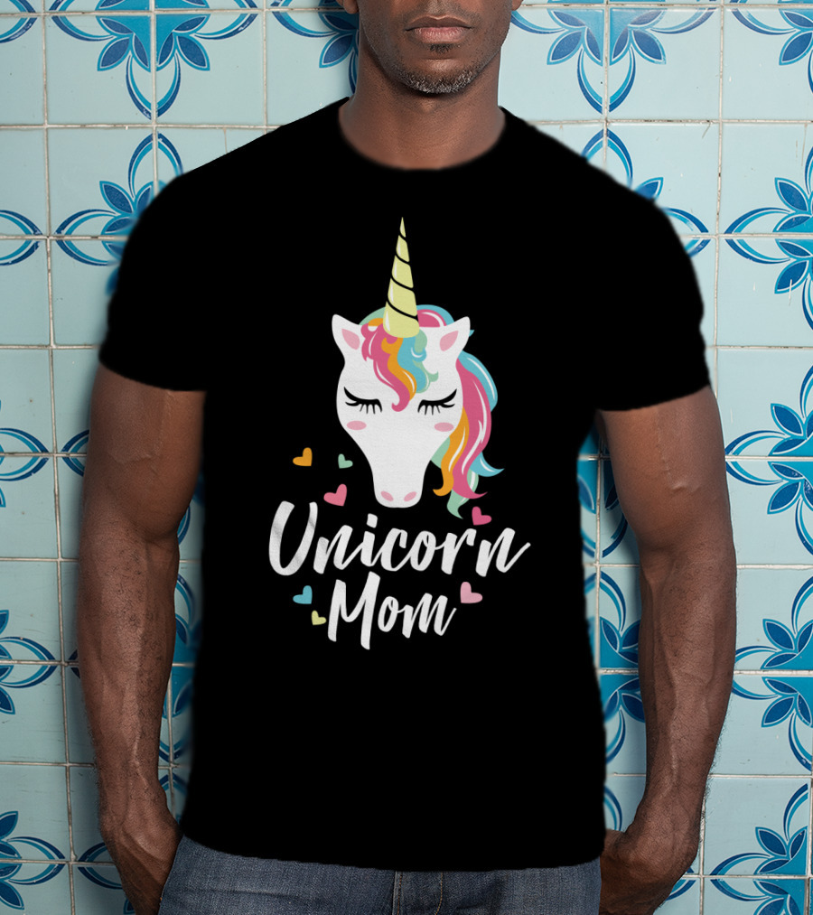 Unicorn Mom Cute Funny Unicorn Colorful Heart T-Shirt