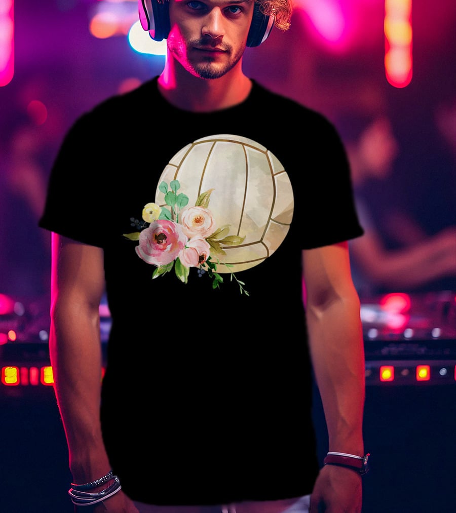 Watercolor Boho Floral Volleyball Patchwork T-Shirt