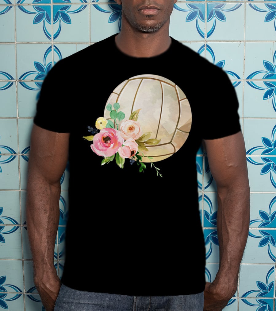 Watercolor Boho Floral Volleyball Patchwork T-Shirt