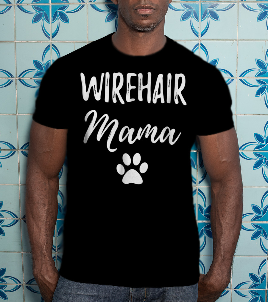 Wirehair Mama Funny Cat Mom Paw Print Idea99 T-Shirt