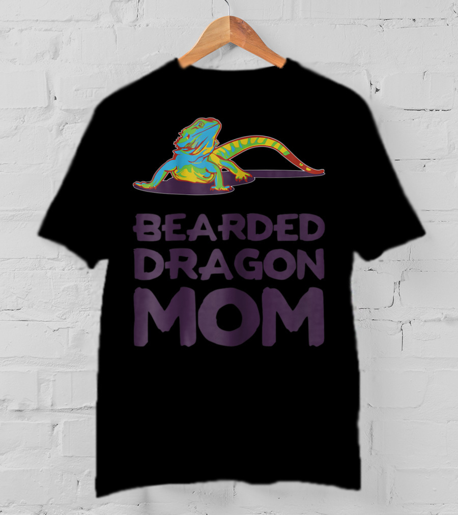Bearded Dragon Mom Beardie Mother Lizard Retro Colorful T-Shirt