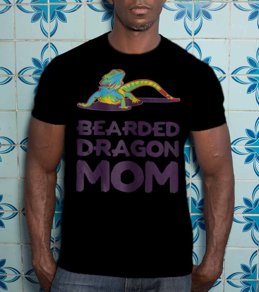 Bearded Dragon Mom Beardie Mother Lizard Retro Colorful T-Shirt