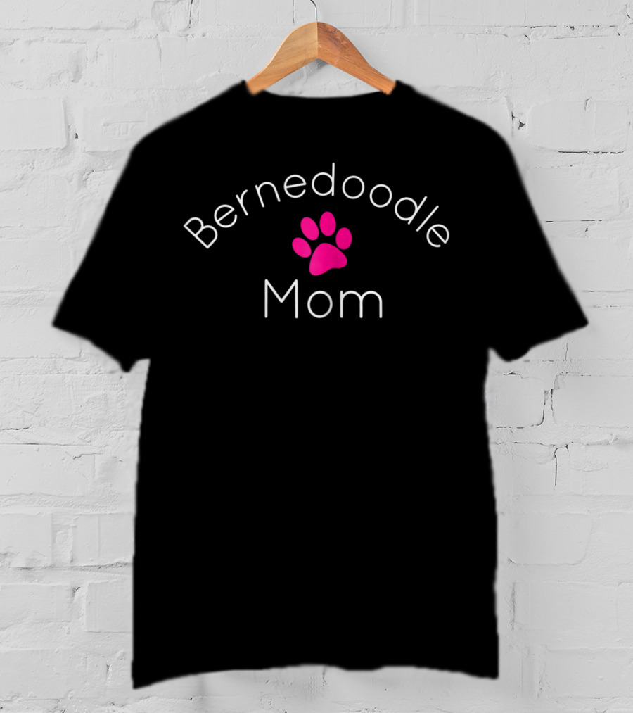 Bernedoodle Mom Pink Paw Print Doodle Lover T-Shirt