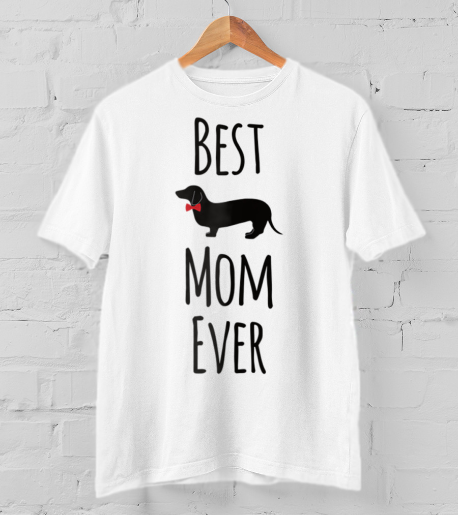 Best Dachshund Mom Ever With Bow-Tie Dachshund T-Shirt