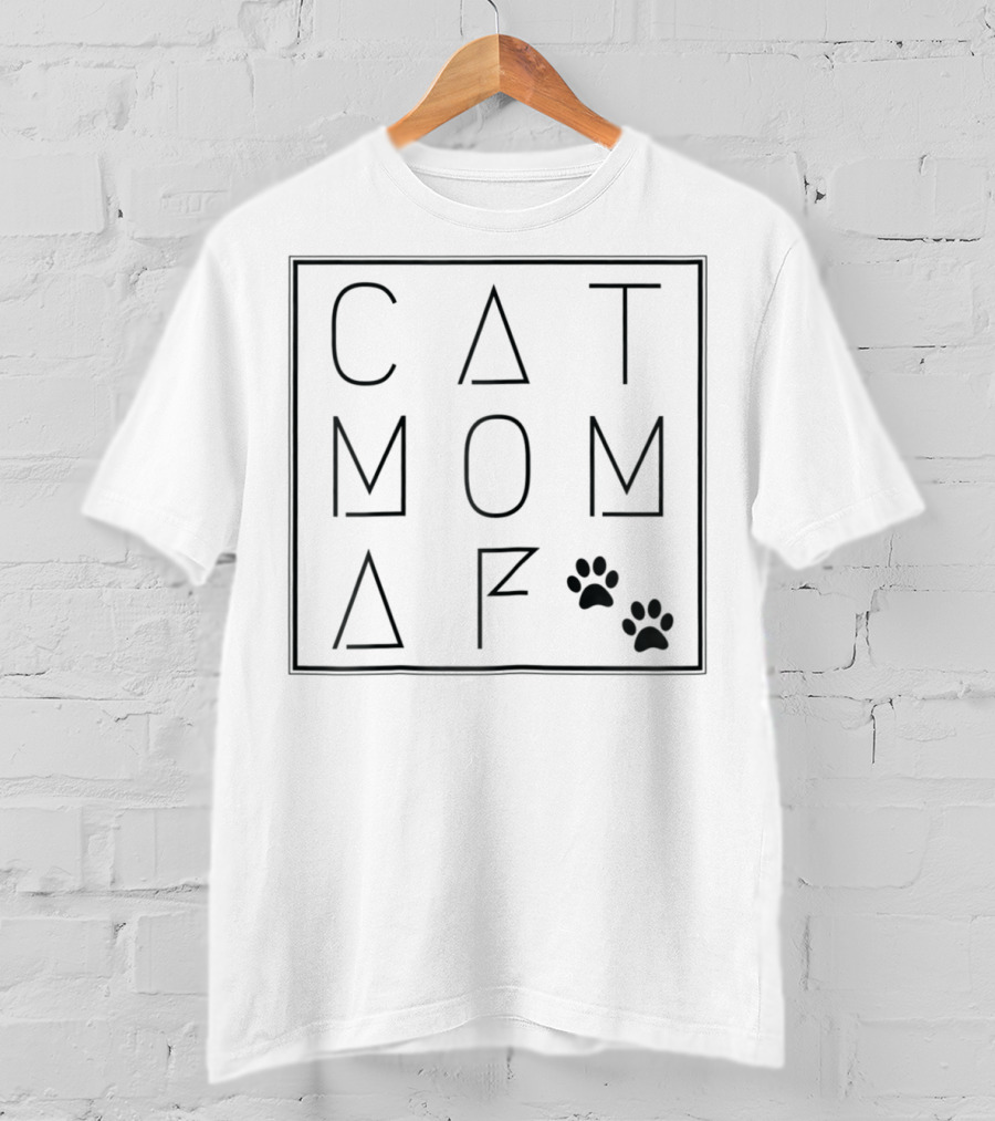 Cat Mom AF Paws Stylish Geometric T-Shirt