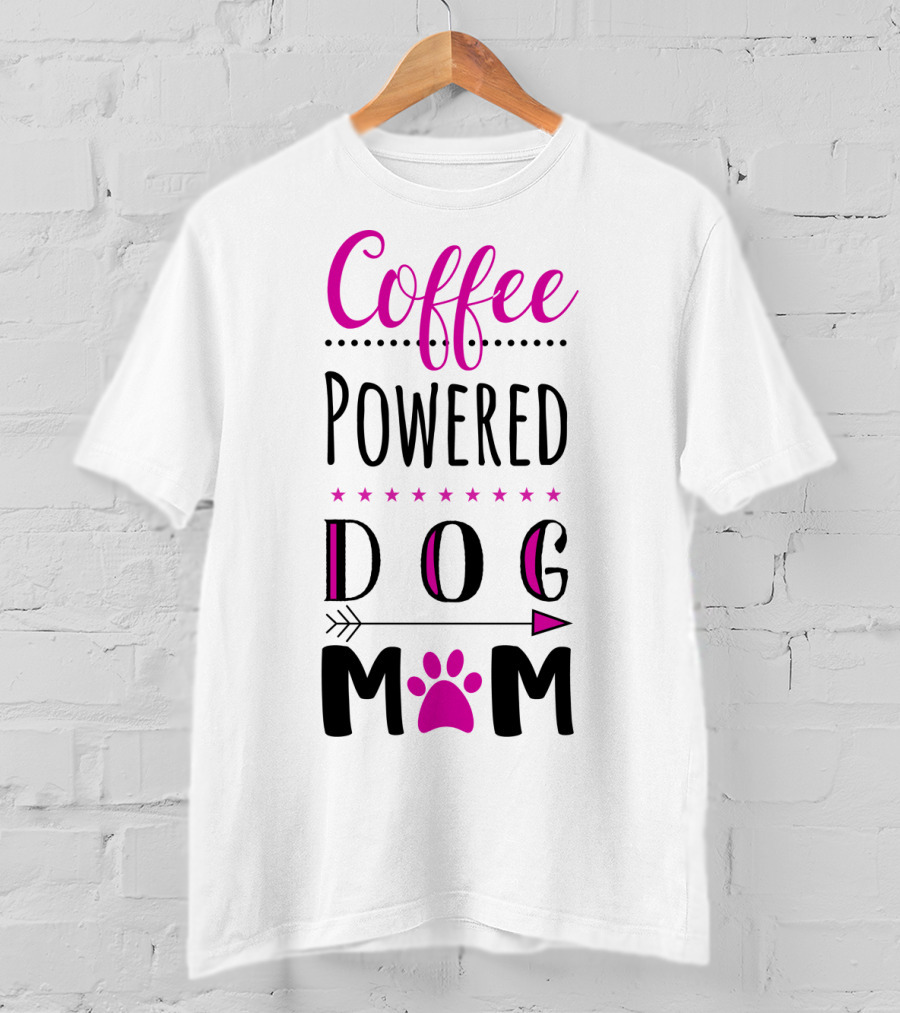 Coffee Powered Dog Mom Paw Print Arrow Stars T-Shirt