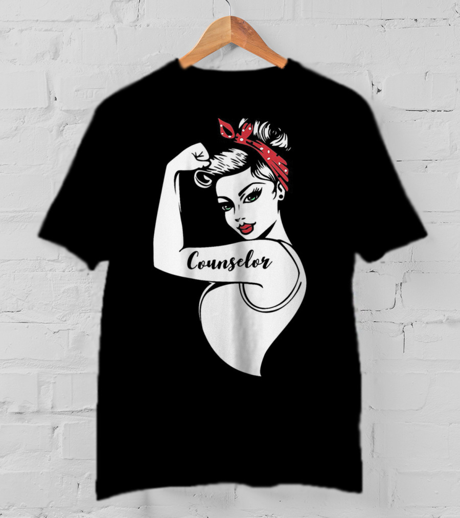 Counselor Strong Girl Mom Rosie The Riveter 42 T-Shirt