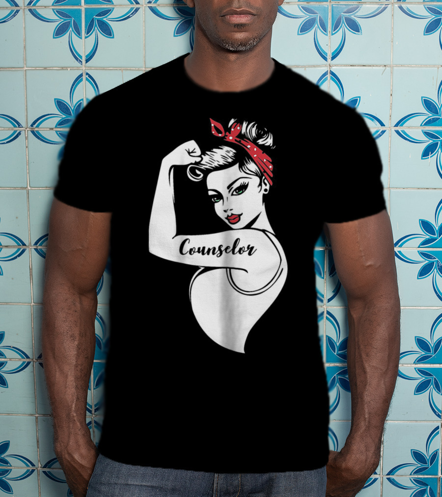 Counselor Strong Girl Mom Rosie The Riveter 42 T-Shirt