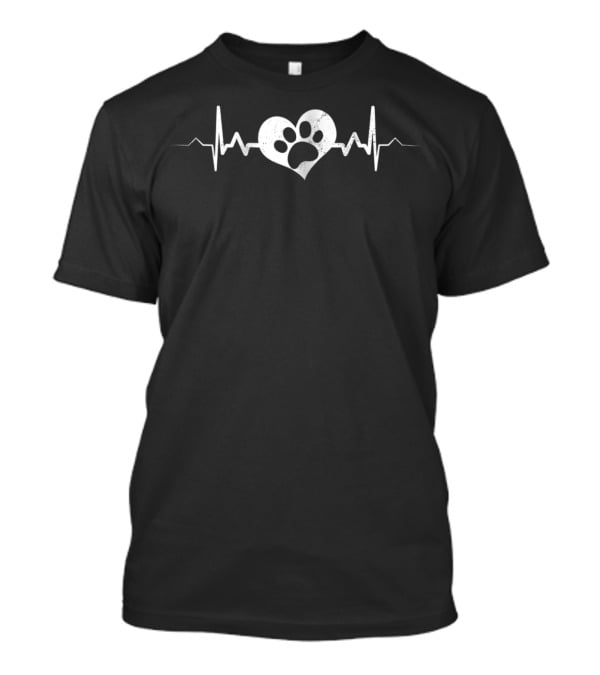 Dog Paw Heartbeat Heart Love Mom Adopt Rescue Iconic T-Shirt
