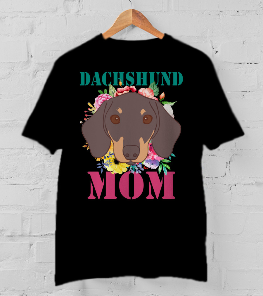 Floral Dachshund Mom Puppy Lover With Colorful Flower T-Shirt