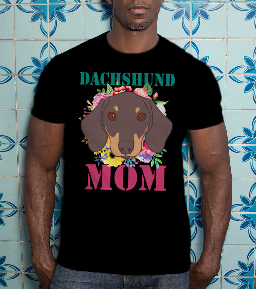 Floral Dachshund Mom Puppy Lover With Colorful Flower T-Shirt
