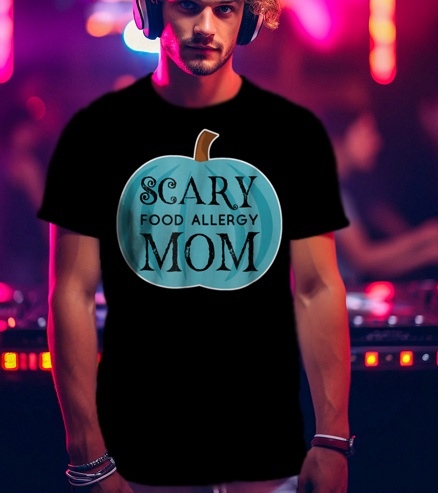 Scary Food Allergy Mom Blue Pumpkin Halloween T-Shirt