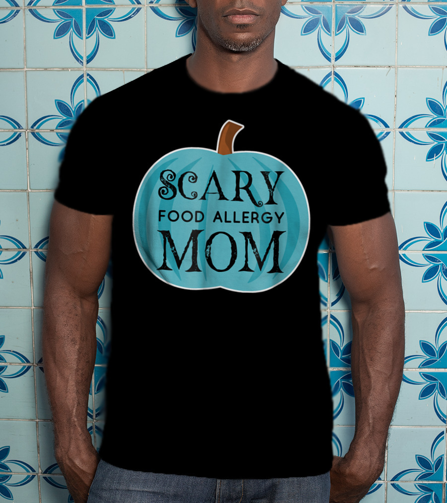 Scary Food Allergy Mom Blue Pumpkin Halloween T-Shirt