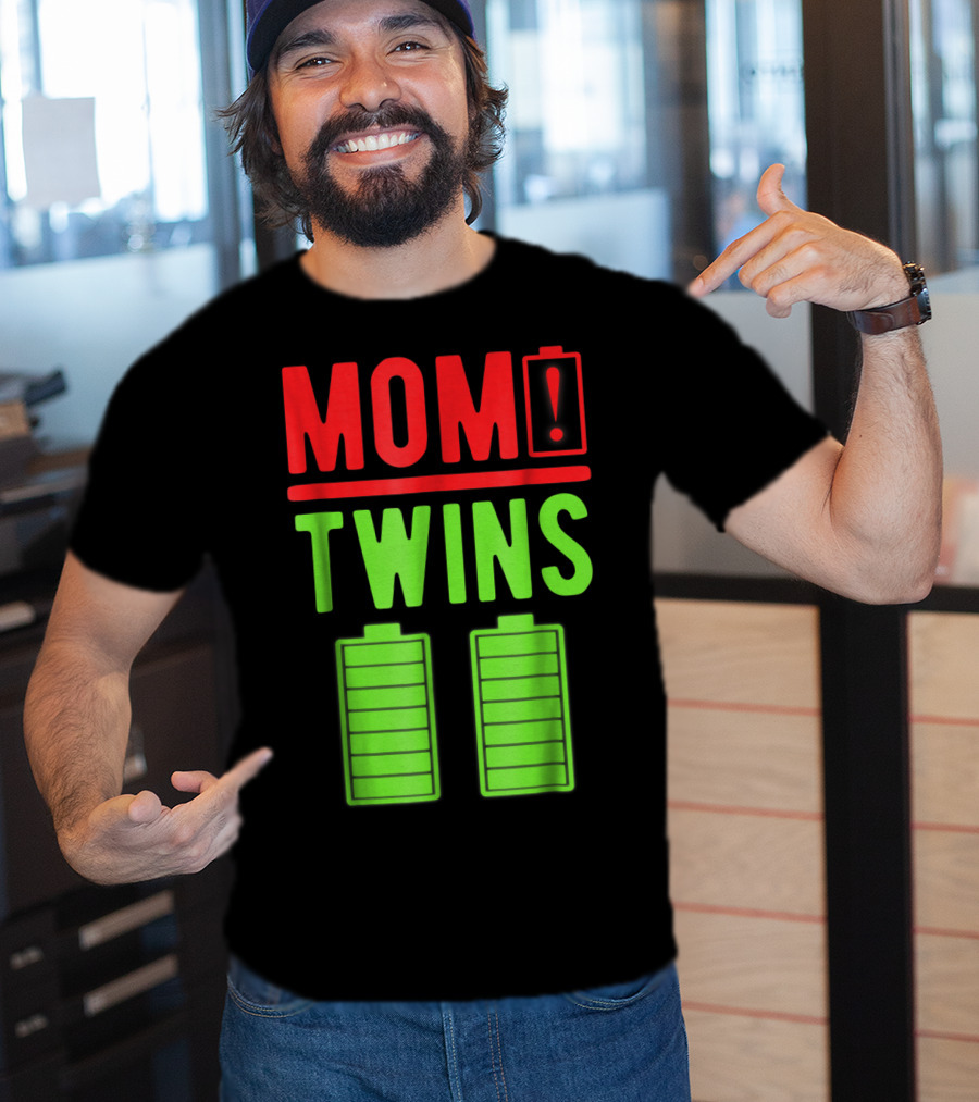 Mom Twins Battery Life Depleted Funny Twins Mom T-Shirt