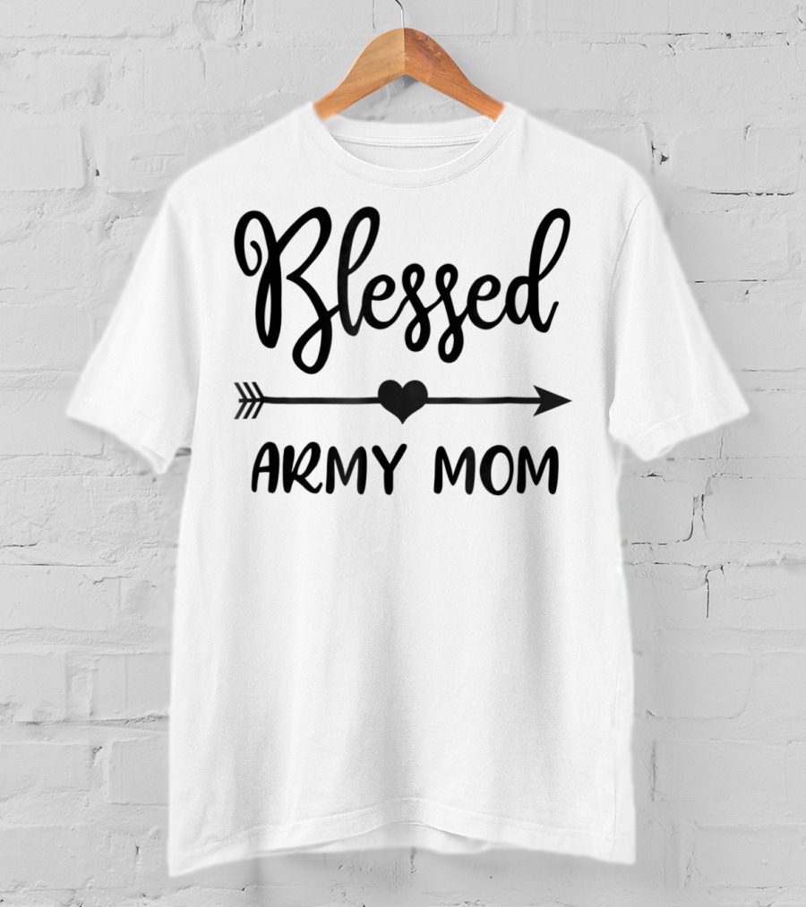 Blessed Army Mom Arrow Heart T-Shirt