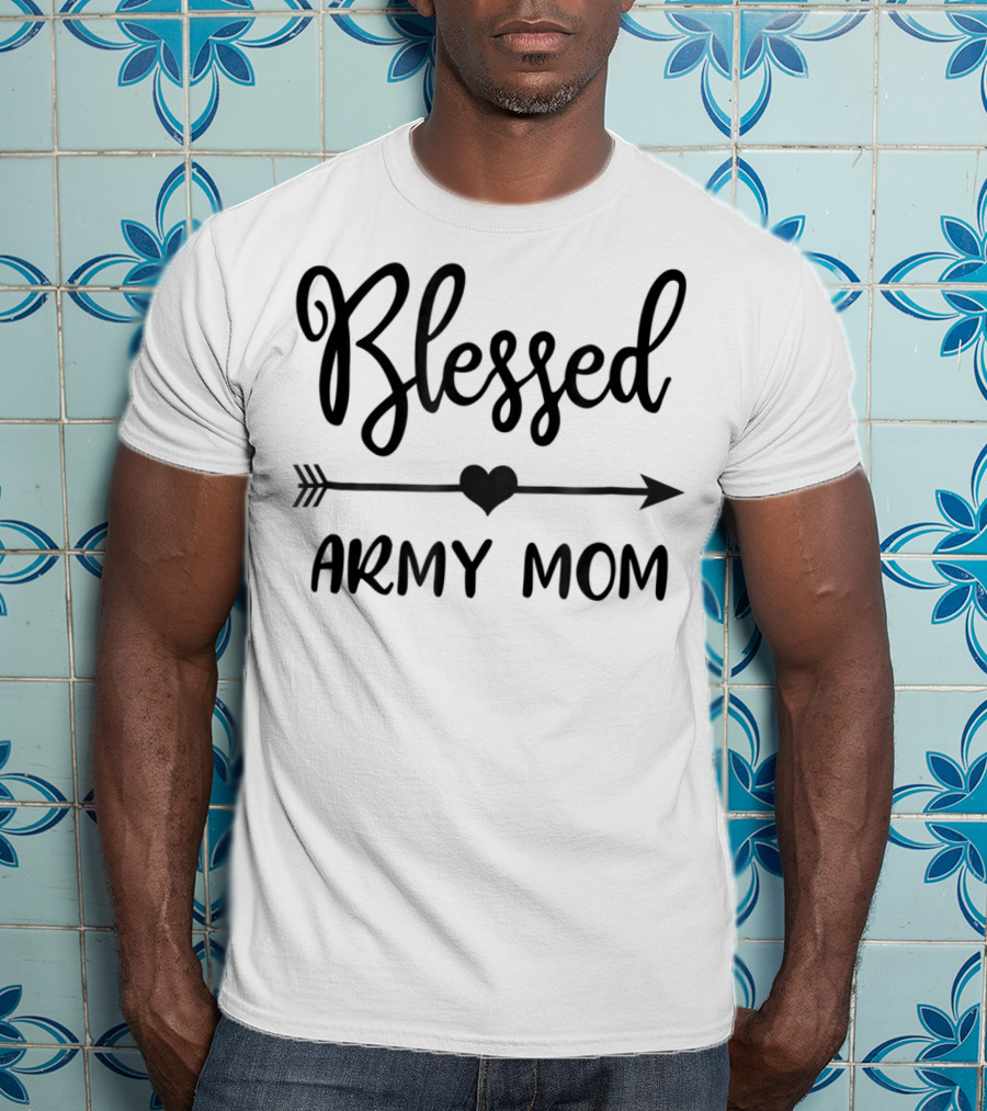 Blessed Army Mom Arrow Heart T-Shirt