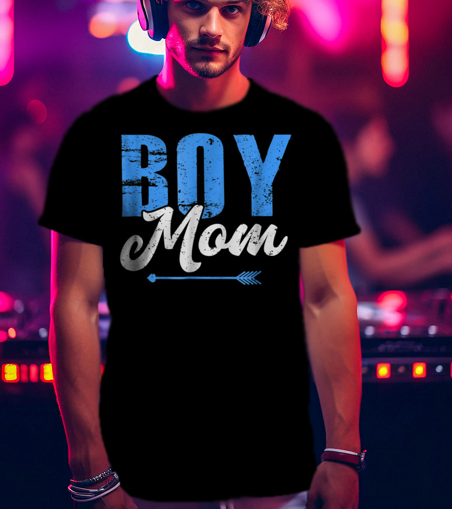 Boy Mom Bold Blue Lettering With Arrow T-Shirt