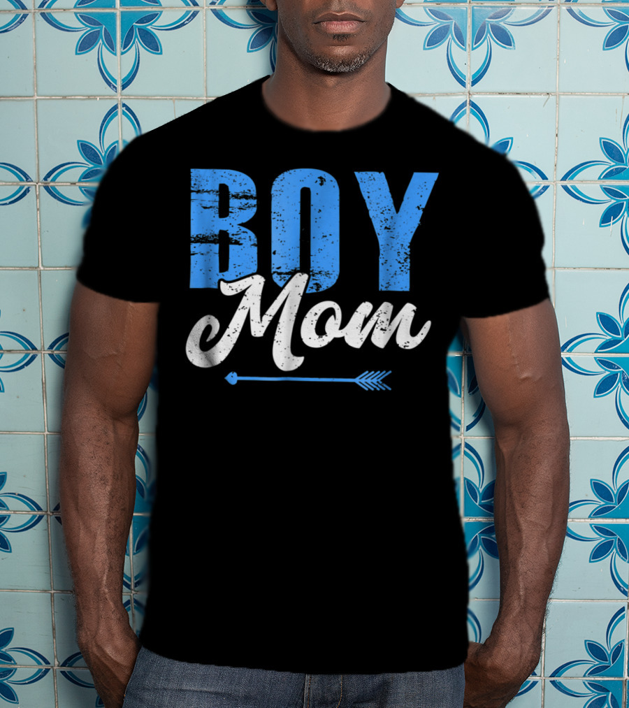 Boy Mom Bold Blue Lettering With Arrow T-Shirt
