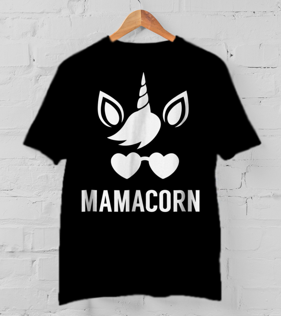 Funny Mamacorn Unicorn Heart Sunglasses T-Shirt