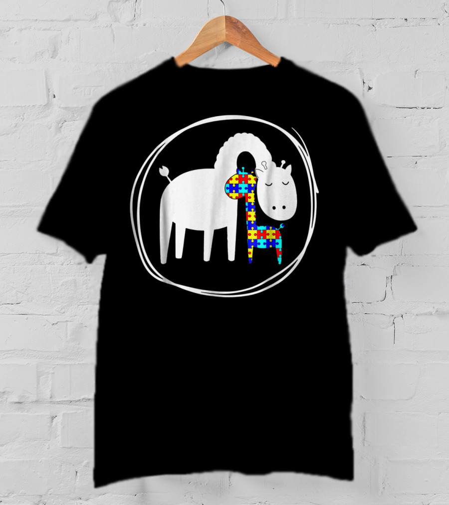 Giraffe Autism Puzzle Piece Giraffe Lover Autism Awareness T-Shirt