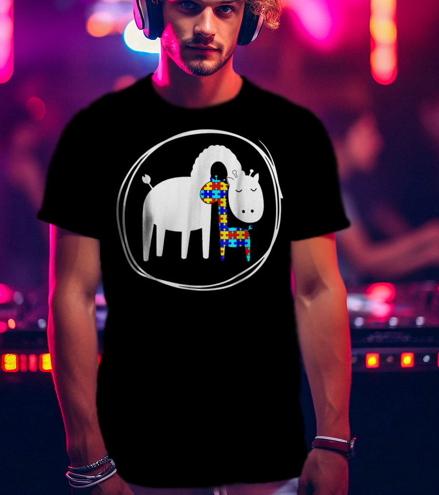 Giraffe Autism Puzzle Piece Giraffe Lover Autism Awareness T-Shirt