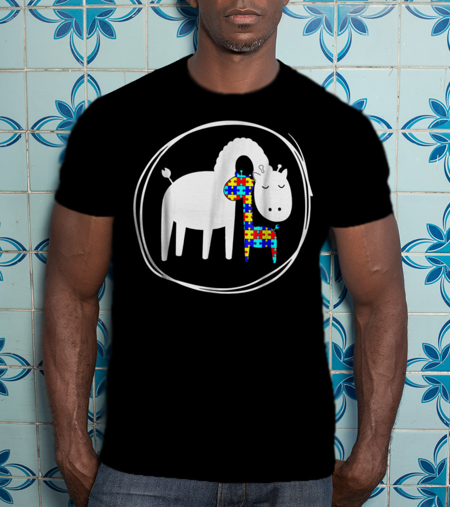 Giraffe Autism Puzzle Piece Giraffe Lover Autism Awareness T-Shirt