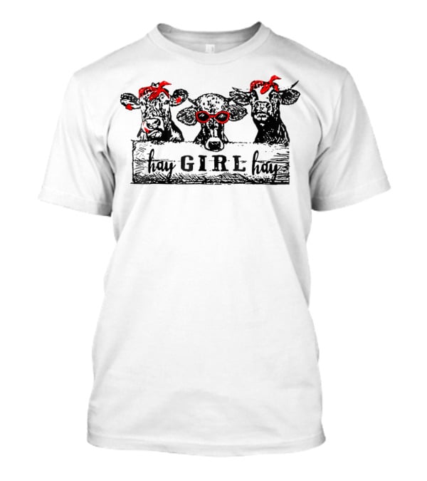 Hay Girl Hay Heifer Funny Heifer Bandana Glasses T-Shirt