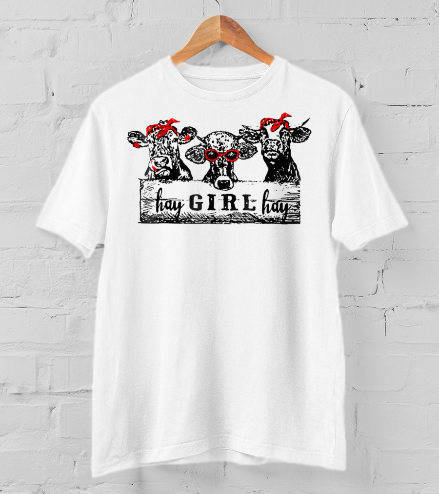 Hay Girl Hay Heifer Funny Heifer Bandana Glasses T-Shirt